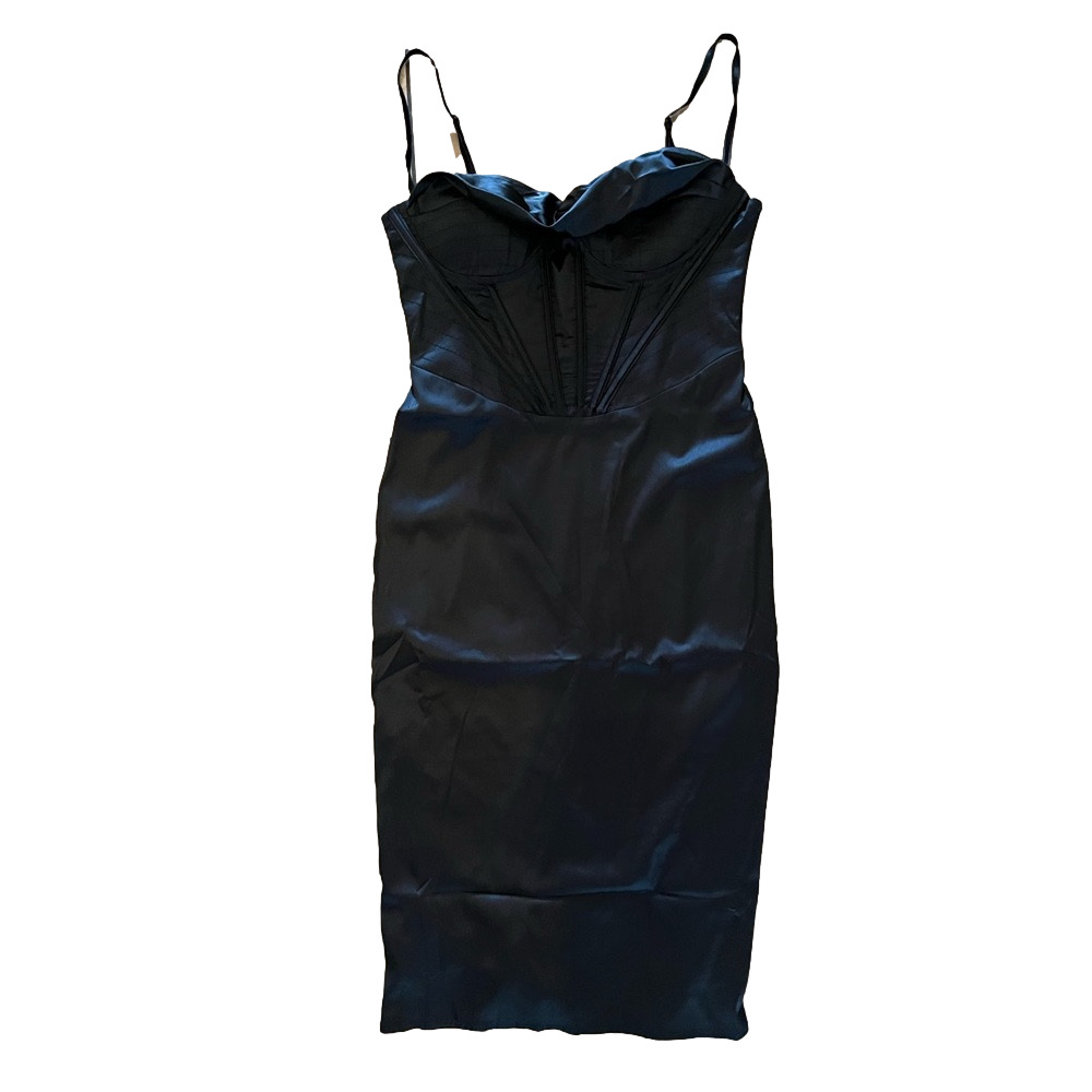 Elegant Black Satin Dress